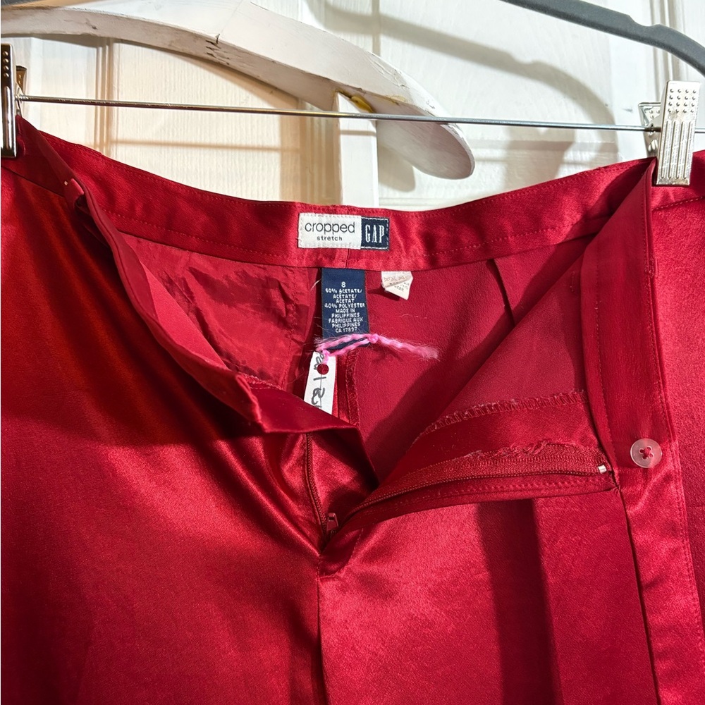 Vintage gap cropped satin Red Dress Pants - Picture 3 of 8